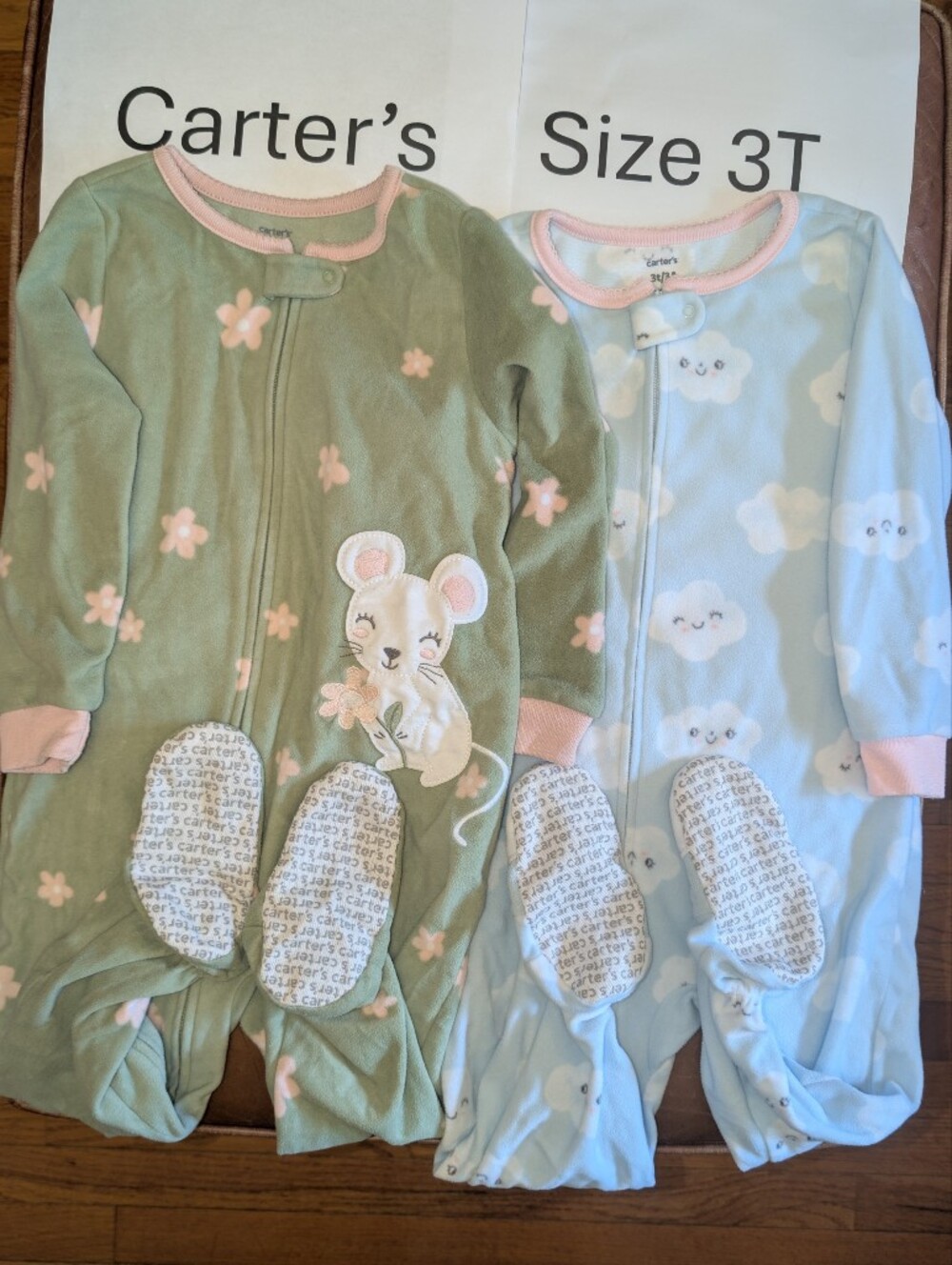 Two Carter's Onesie Zipper Pajamas